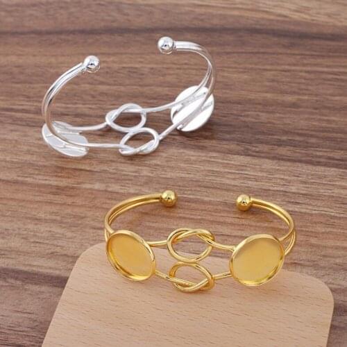20pcs 20mm Blank Bangle Base Findings Adjustable Cuff Bracelet Cabochon Cameo Tray Bezels Settings For Jewelry Making