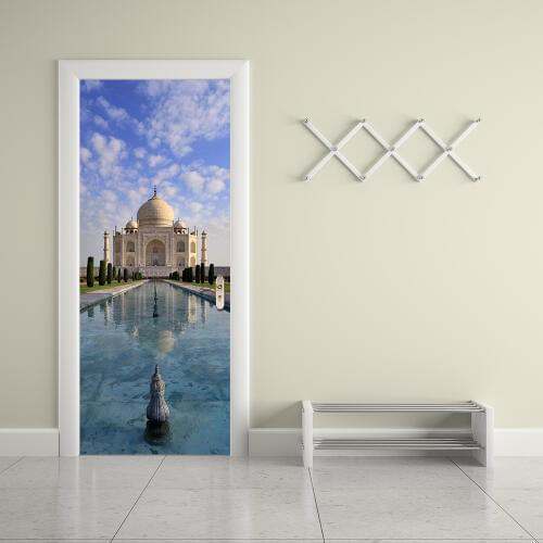 3D Scenery India Taj Mahal Castle Door Wall Stickers Wallpaper Smooth Styling Mural Bedroom Living Room Home Decration