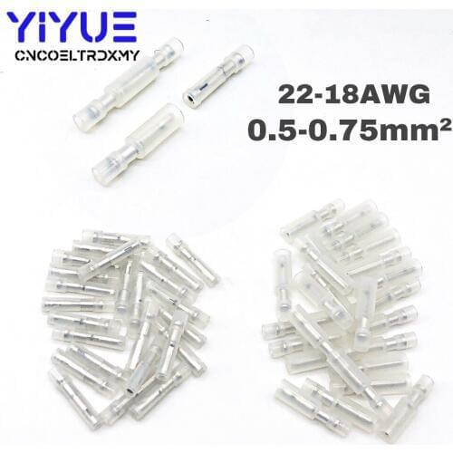 50Pcs Bullet Wire electrical Connector Male Female Crimp Insulation Nylon Cable Terminals White FRFNY0.5-075 Car Terminator