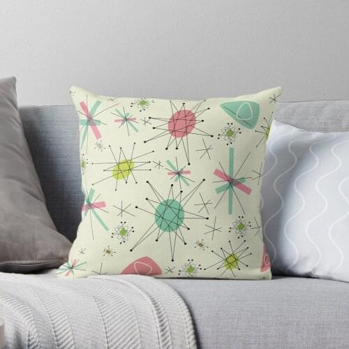Atomic 50s Throw Pillow Cushion Cover Polyester throw pillows case on sofa home living room car seat decor 45x45cm
