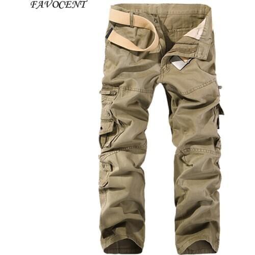 Free shipping Mens Cargo Pants 2020 Men Spring & Autumn New Army Green Big Pockets Male Casual Trousers Easy Wash Pants Size 40