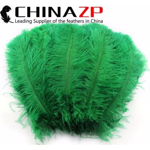 CHINAZP Factory Size 25-30cm 10-12" 100pcs/lot Kelly Green Dyed Loose Ostrich Plume Feathers