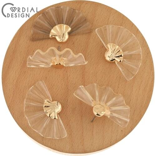 Cordial Design 30Pcs 24*39MM Earrings Stud/Resin Bead/Hand Made/Jewelry Findings & Components/Sector Shape/DIY Earrings Making