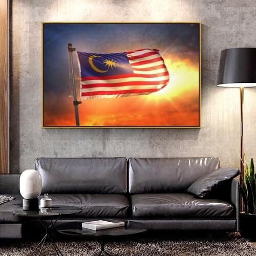 Forbeauty Oil Canvas Painting videoblocks-malaysia-flag-backlit For Home Decoration Wall Art