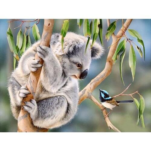 Kamy Yi Diy 5d Square Diamond Handmade Round Rhinestone Cross Stitch Koala Theme Picture Home Decoration Gift