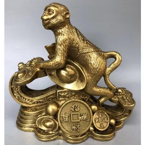China brass seiko ruyi monkey wealth crafts statue
