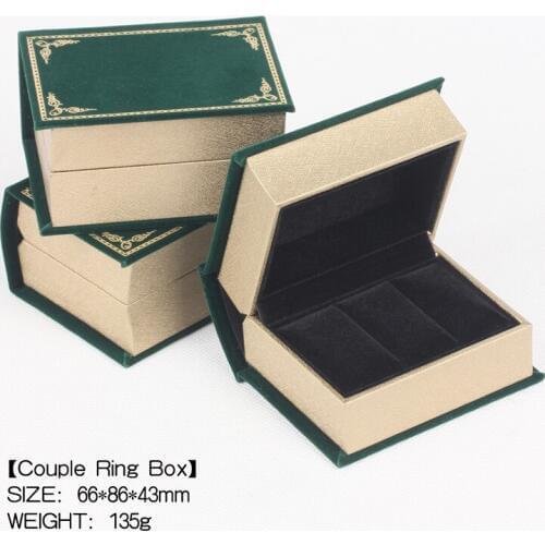 2020 Creative green book-shaped jewelry box, high-quality suede couple ring box, wedding gift ring box
