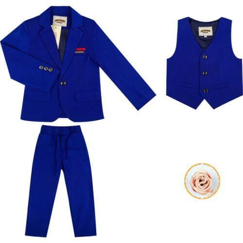Flower Boys Summer Evening Formal Blazer Clothing Set Kids Jacket Vest Pants 3Pcs Wedding Tuxedo Suit Children Birthday Costume