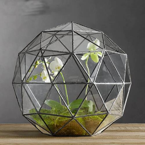 Succulents Micro-view metal glass box flower pot planters metal glass pots desktop decoration Geometric vases art decor