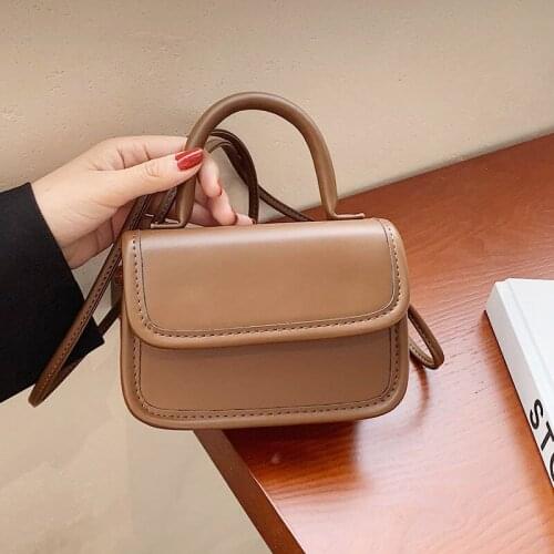 Mini Solid Color Pu Leather Flap Crossbody Bags for Women 2021 Trends Female Shoulder Bag Luxury Designer Handbags and Purses