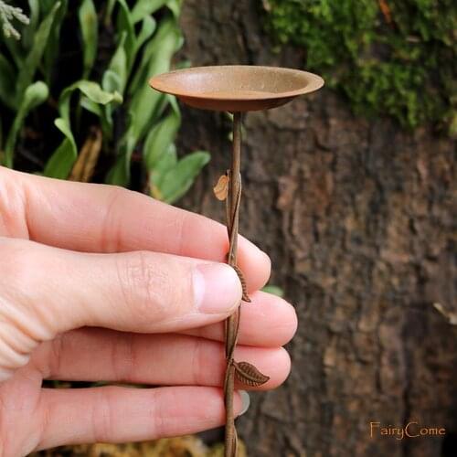 Miniature Rusty Bird Bath Feeder Mini Garden Metal Craft Birdbath Fairy Garden Outdoor Bonsai Decoration Accessories Supplies