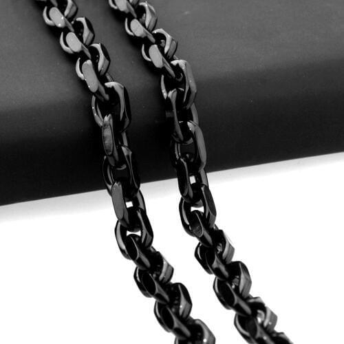 Granny Chic Punk Style Mens Necklace Chains Stainless Steel Black Round Oval Link Chain Necklace for Men Wholesale Jewelry 7-40"