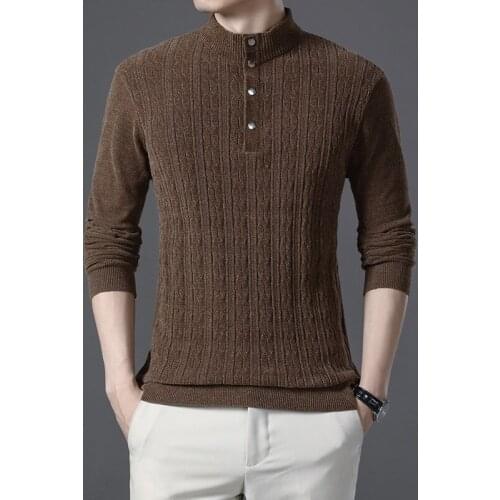 Mens brand stand-up collar sweater 2021 new mens fashion Slim business casual pure color knitted warm wool knitted jacket tops