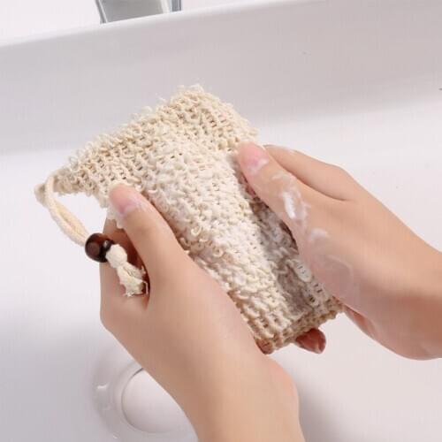Natural Exfoliating Soap Bags Handmade Sisal Soap Bags Mesh Soap Saver Pouch Holder Bath Soap Holder Bathroom Foaming Net