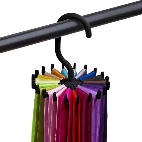New 360 Degree Rotating Tie Rack Belt Hangers 20 Neck Holder Hook for Closet Organizers Home Hanging12*11*3.8cm 11.29