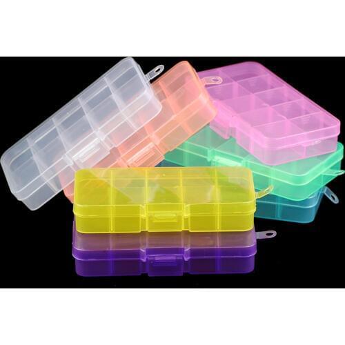 BTFBES Adjustable Jewelry Transparent 10 Slots Compartment Storage Box Earring Beads Jewelry Container Display Organizer