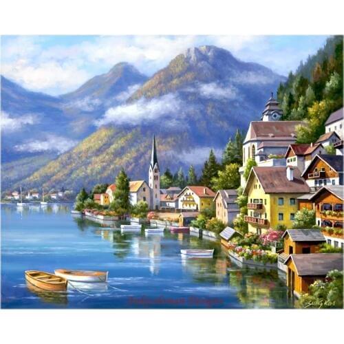 Needlework for embroidery DIY DMC Quality Unprinted on fabric - Counted Cross Stitch Kits 14 ct Oil Painting - Alpine Village