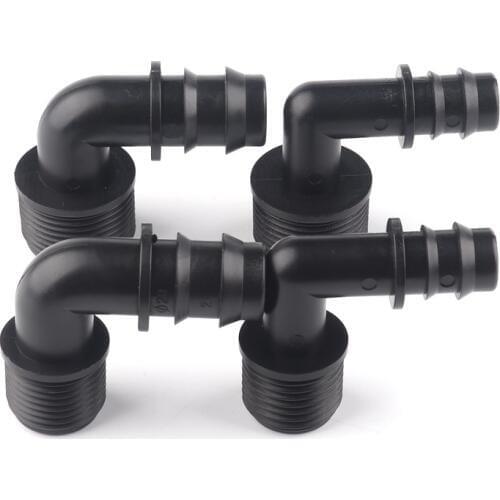 5pcs 1/2" 3/4" Male Thread Elbow Connectors 16 20mm Irrigation PE Pipe Connectors Threaded Garden Water Connectors Pagoda Joints