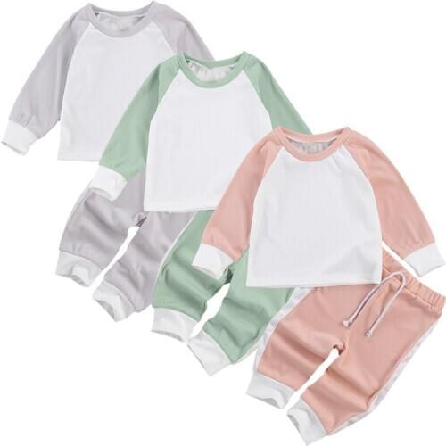 2021 Girl Boy Long sleeve Tops T-shirt Pants 2pcs Clothes Baby Clothing Set Children Spring Outfits Clothes