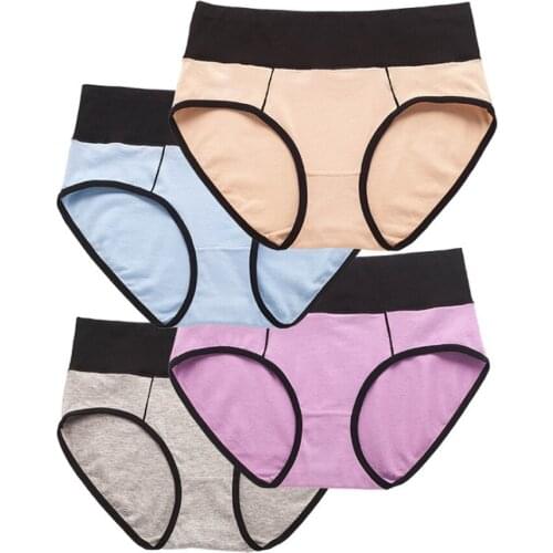 3/5PCS Pure Cotton Panties Contrast Color Large Size High Waist Underwear Antibacterial Briefs Lingerie Women