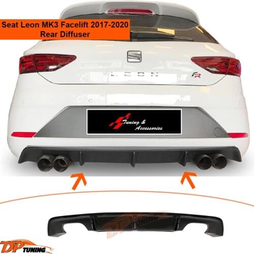 Seat Leon 2017 - 2020 Custom Style Rear Diffuser Glossy Black Plastic