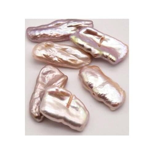 5 Pcs/Lot 14mm Natural Pink Purple Long Baroque Pearl Perforation Pearl Pendants Jewelry Making Diy Craft Accessories JA0255