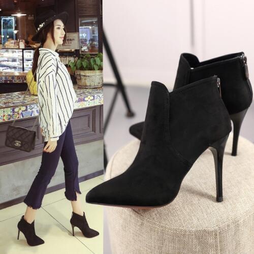 Woman Shoes Size 35-39 Autumn Winter Fashion Women Boots High Heels women Ankle Boots Sexy Pointed Toe Zapatos De Mujer Zipper