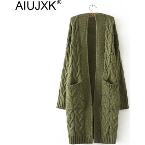 AIUJXK Autumn Winter Knitting Women Sweaters Cardigan 2019 Loose Plus Size Thick Warm Female Long Cardigans Knitted Casual Coat