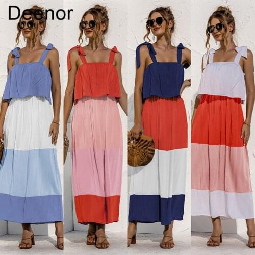 Deenor Women Dress Sleeveless Ruffle Dress Sweet Party Dress Ladies Dress Fashion Elegant Sleeveless Casual Beach Vacation Dress