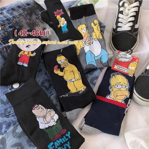 1 Pair Man Cotton Knitting Socks MiddleTube Skateboard Socks Funny Cartoon Anime Hip Hop Casual Street Stance Harajuku Creative