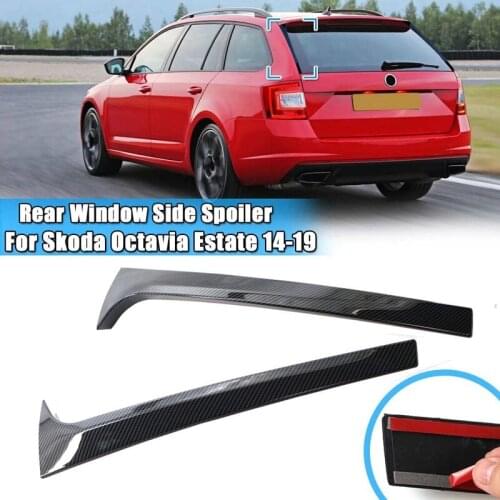 1 Pair Vertical Rear Side Window Canard Spoiler Air Splitter for Skoda Octavia Estate 2014-2019 Carbon Fiber Style