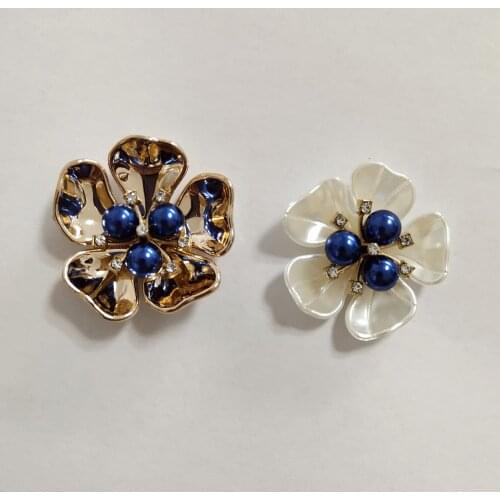 10pcs 38mm 36mm Metal Alloy Imitation Shell Pearl Stamen Flowers Hand Made Accessories DIY Jewelry Findings zxy-11