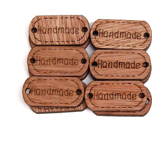 1000pcs Dark Brown Rustic Wood DIY Handmade Connectors Tag Label Rectangle Oval Embellishments Crafts With 2 Holes Button