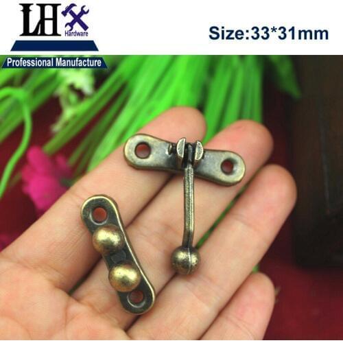 4pcs/lot Bronze Pearl Hasp Lock for Jewelry Gift Box Wood Case Cabinet Furniture Hardware Decorative Protector DIY i