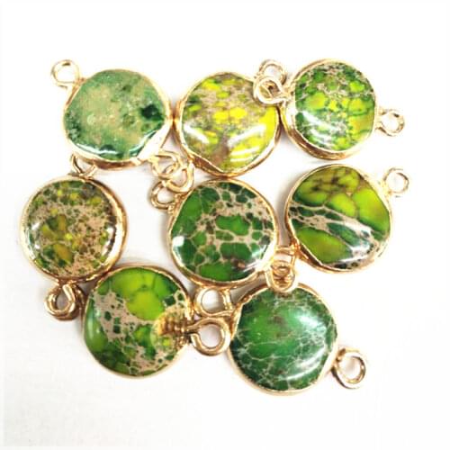 5pcs nature gem stone connectors imperial jasperr for women bracelets making accessories size 16mm