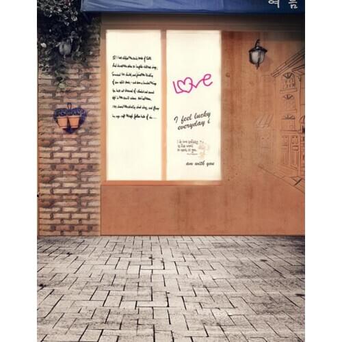 5x7ft Brick Floor Wall Love Door Photography Backdrops Photo Props Studio Background
