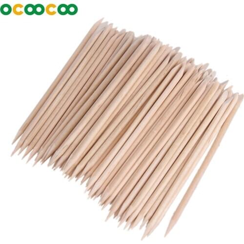 80-100pcs Nail Art Cuticle Pusher Orange Wood Stick Cuticle Pusher Remover Manicure Pedicure Care Pusher Beauty Nails Tools