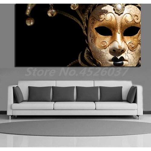 Gold Mask Of The Renaissance Abstract Canvas Poster Art Painting All Picture Print Living Room Bedroom Decoration