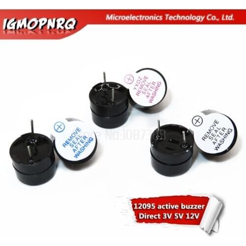 50pcs 12095 active buzzer Direct 3V 5V 12V long voice 12*9.5MM diameter 12MM black red blue label