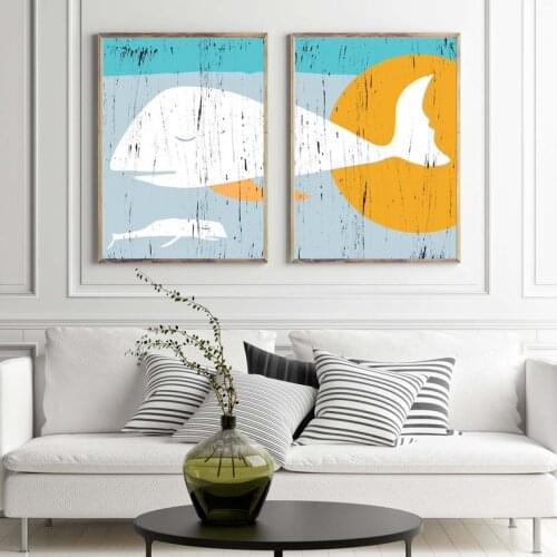 Coastal Nursery Beach Wall Art Picture Canvas Poster Nursery Print Minimalist Painting Decor No Frame