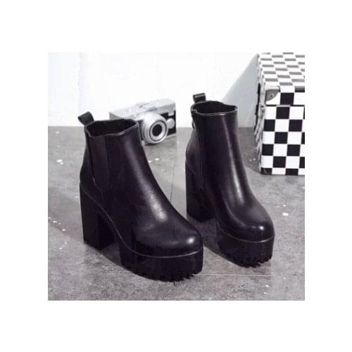 Winter womens ankle boots with rounded-toe Martin boots and high boots with thick soles