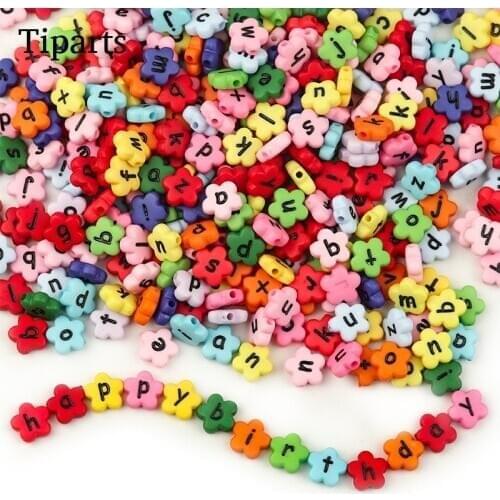 100pcs/lot Mixed Black Letter Acrylic Beads Round Flower Alphabet Spacer Beads For Jewelry Making Handmade Diy Bracelet Necklace