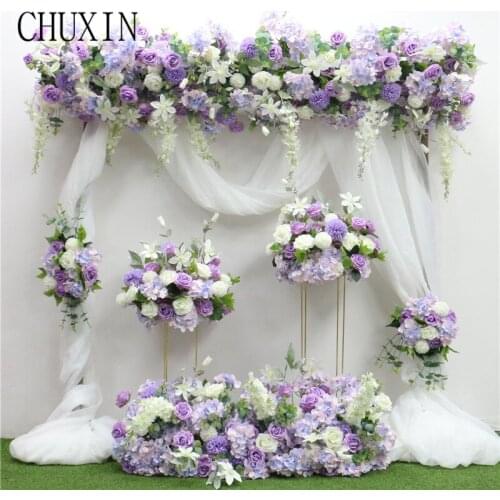 Purple Series Wedding Flower Arrangement Artificial Flower Row Table Centerpiece Floral Party Arch Decor Background Wall Layout