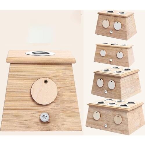 For Acupuncture Points Moxibustion Massage Chinese Mugwort Leaf Burning Holder Single Holes Bamboo Wood Moxa Box
