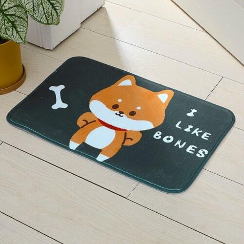 Cartoon Animal Dog Door Mat Akita and Kirky Non-slip Carpet Soft Mat Cute Home Bathroom Balcony Doorway Hallway Mat Absorbent