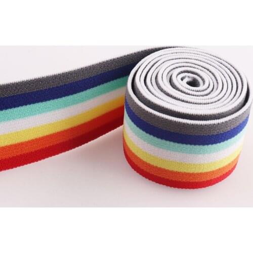 Elastic webbing ribbon Strap 38mm Colorful striped Webbing Ribbon stretch Handbag ribbon Strap Lanyard Ribbon Bag Strap