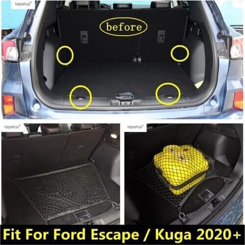 Lapetus Elastic Rear Trunk Cargo Storage Organizer Luggage Net Holder Cover Kit For Ford Escape / Kuga 2020 2021 Car Accessories