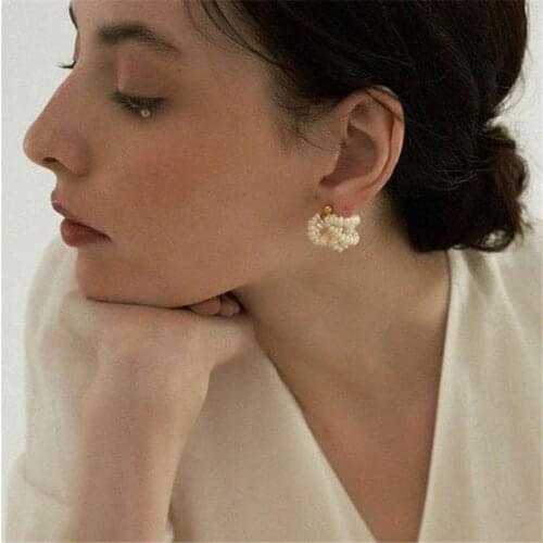 French Multi-Layer Baroque Freshwater Pearl Earrings Net Red Elegant S925 Temperament Earrings Classic Design Sense INS Earrings