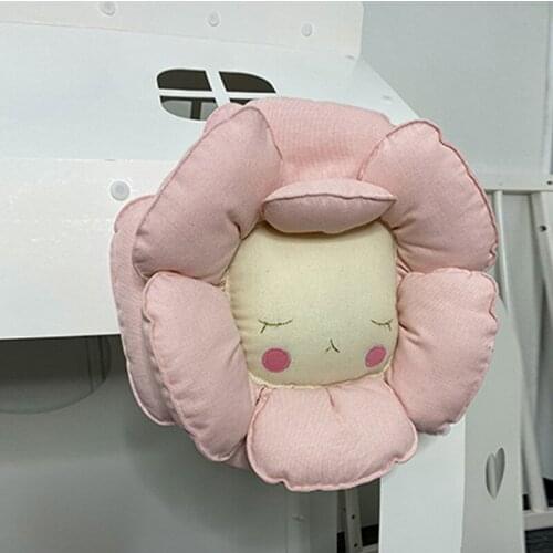 INS Cotton Flower Petal Smiley Face Wall Ornaments Children Baby Room Decorations Pendant Girls Gifts Nursery Decor Photo Props