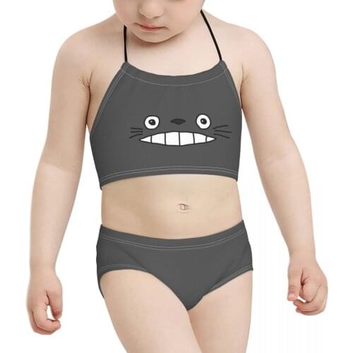 Kawaii anime Kids Swimwear for Girl Children Print Totoro Lovely Cat (6) Biquini 2021 Wholesale Brand Baby Girl Swimming Suit